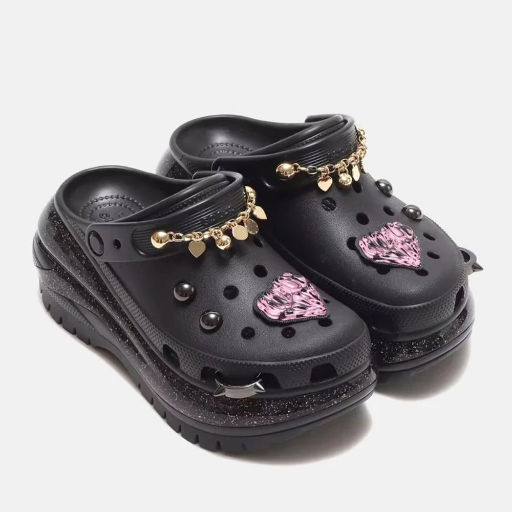 ATMOS PINK X CROCS MEGA CRUSH (BLACK RAINBOW)-RARE